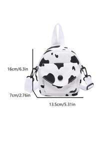 1pc New Cow Print Canvas Shoulder Bag Zipper Open And Close Fashion All Mini Crossbody Bag Large Capacity Light, Adjustable Shoulder With Independent Side Pocket, Large Capacity, Wear-Resistant, Suitable For School Daily Life - A - View 9