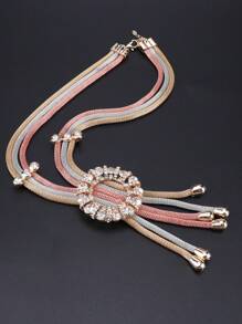 1 件奢华魅力水晶流苏彩色项链手链耳环戒指首饰套装，适合女士婚礼派对场合装扮 - 4件套 - 查看 4