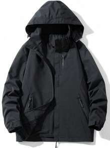 2024 New Hooded Windbreaker Waterproof Outdoor Jacket Detachable Cap For Men, For Fall - Black - View 3