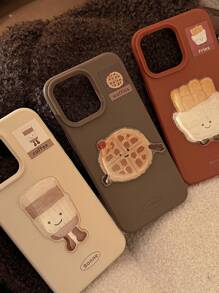 草莓蛋糕 3D 贴纸手机壳适用于 16/15/14/13/12,时尚秋冬亲肤设计,生日礼物防水防震防摔防刮 - 黃色 - 查看 3