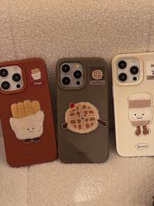 草莓蛋糕 3D 贴纸手机壳适用于 16/15/14/13/12,时尚秋冬亲肤设计,生日礼物防水防震防摔防刮 - 黃色 - 查看 8