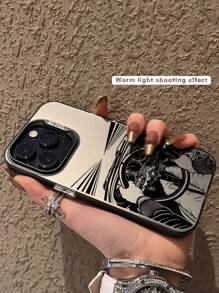 1pc Stylish Line Art Radio Steering Wheel Shockproof Phone Case, Compatible With IPhone11/12/13/14/15/16/16PRO/16PROMAX, Galaxy A05/A15/A25/A35/A53/A54/A55/S23/S24ULTRA