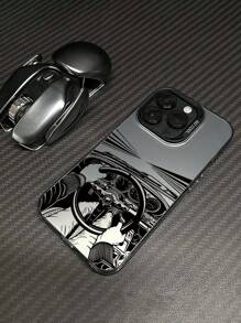 1pc Stylish Line Art Radio Steering Wheel Shockproof Phone Case, Compatible With IPhone11/12/13/14/15/16/16PRO/16PROMAX, Galaxy A05/A15/A25/A35/A53/A54/A55/S23/S24ULTRA