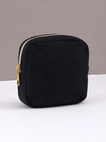 1/2 piezas Bolsa de maquillaje cuadrada de pana, para mujer y hombre, bolsa de aseo plana, organizador de maquillaje, bolsa de cosméticos de viaje
