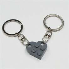 2pcs/Set Minimalist Building Block Heart Shape Separable Keychain, Couple/Friends Gift Valentine's Day Valentines Car Accessories Bag Charm School Cute Goth Y2k