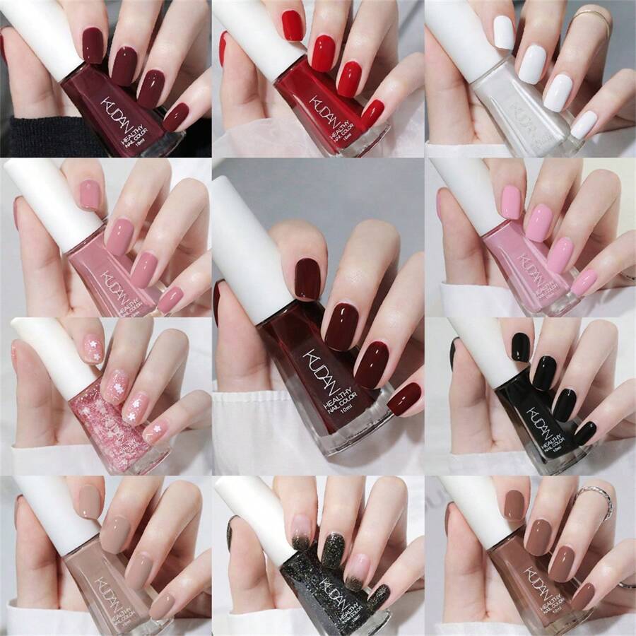 KUDAN 10ml Peel Off Water-Based Nail Polish, Pink Red Nails, 40 Colors Fast Drying Long-Lasting Healthy And Brightening Effect - Suitable For All Season, For Women And Girls - Nhiều màu - Xem 1