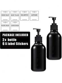 WCIC Bình đựng dầu gội và sữa tắm màu đen bóng 500ml có thể nạp lại, chai riêng, gắn tường có nhãn, dùng cho vòi sen, khách sạn, bình đựng xà phòng thủ công, gắn tường, giá đỡ bằng thép không gỉ, bình đựng dầu gội di động, hộp đựng xà phòng lỏng có thể nạp lại - Nhiều màu - Xem 16