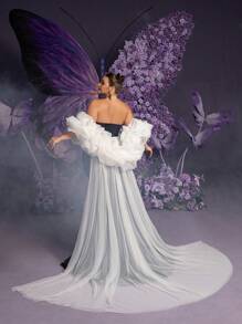 Faeriesty 婚纱新娘：大码露肩鱼尾礼服，搭配梦幻薄纱袖和可拆卸裙摆，适合婚礼仪式、正式庆典、优雅招待会、目的地婚礼和红毯活动 | 戏剧性的轮廓，雕塑般的优雅，异想天开的新娘艺术，新娘