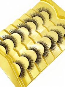 Bộ 7 cặp/bộ lông mi giả 3D lông chồn ngắn mới với lông mi cong Dd của Nga, lông mi dày tự nhiên làm thủ công, bán buôn cho trang điểm mắt - màu đen - Xem 3