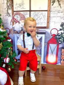 Christmas Clothes Set For Baby Boy Celebration Parties - Đỏ - Xem 2