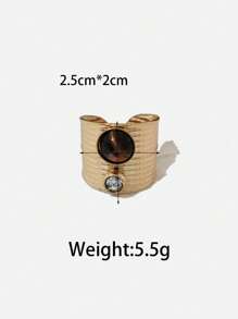 Bộ nhẫn hở nhiều lớp bằng thép không gỉ thời trang cổ điển màu nâu Zirconia đá tự nhiên thiết kế mặt trời, phù hợp cho phụ nữ đeo hàng ngày, Halloween, Ngày lễ tình nhân, Quà tặng ngày lễ Tạ ơn, Trang sức cho bạn bè, Tiệc du lịch Hawaii - Nhiều màu - Xem 7