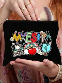 1 món quà tặng cho giáo viên, Túi đựng đồ trang điểm in chữ tuyệt vời nhất, Túi quà tặng có khóa kéo khi đi du lịch, Túi đựng đồ nhẹ, Ví đựng tiền xu, Túi cầm tay có khóa kéo, Túi đựng mỹ phẩm Túi đựng đồ trang điểm Túi đựng đồ làm đẹp, Túi đựng đồ trang điểm cho nữ Túi đựng đồ vệ sinh cá nhân khi đi du lịch, Quà tặng cho giáo viên khi trở lại trường, Túi đựng đồ trang điểm họa tiết Giáng sinh Cây thông Noel Túi đựng đồ trang điểm cho cô giáo Túi đựng đồ trang điểm Túi đựng đồ trang điểm - màu đen - Xem 1