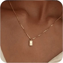 1pc Personalized Delicate Initial Letter Pendant Necklace, Customized Engraved Letter Pendant Necklace With Chain, Simple Name Necklace, Women Personalized Jewelry Gift, Bridesmaid Gift