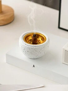1pc Spherical Cement Portable Incense Burner, Black/Grey/White, Minimalist Modern & Natural Style, Rock Surface Effect, Arabian Incense Holder For Home, Office, Hotel, Halloween, Festival Decorations Decor Gifts Birthday Graduation - Multicolor - View 7