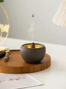 1pc Spherical Cement Portable Incense Burner, Black/Grey/White, Minimalist Modern & Natural Style, Rock Surface Effect, Arabian Incense Holder For Home, Office, Hotel, Halloween, Festival Decorations Decor Gifts Birthday Graduation - Multicolor - View 6