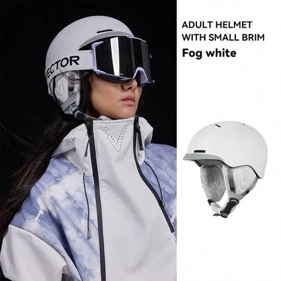 VECTOR MOTION 紧凑型帽檐滑雪头盔，男女通用减震防撞透气保暖轻便可拆卸可调节滑雪帽