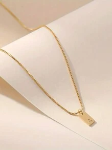 1pc Personalized Delicate Initial Letter Pendant Necklace, Customized Engraved Letter Pendant Necklace With Chain, Simple Name Necklace, Women Personalized Jewelry Gift, Bridesmaid Gift