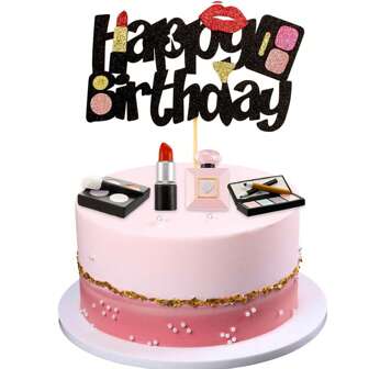 5Pieces Makeup Themed Cake Toppers 3D Resin Cosmetics Cake Decoration Lipstick Cupcake Topper Perfume Bottle Birthday Cake Toppers For Bridal Shower Makeup Salon Spa Theme Party Supplies