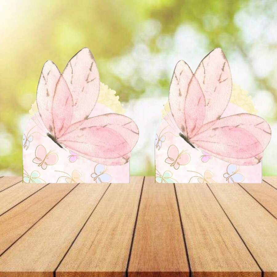 50 Forminhas Personalizadas Tema Borboletas MF