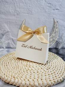 10pcs Elegant Eid Mubarak Mini Gift Boxes Stylish White Favor Boxes With Gold Foil Lettering And Delicate Ribbons. Perfect For Storing Candies, Chocolates, And Small Gifts. Ideal For Eid Celebrations, Festive Occasions, And Thoughtful Surprises. Chic Packaging For Memorable Moments
