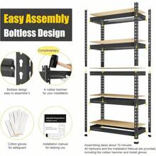 Storage Shelves 5 Tier Adjustable Garage Storage Shelving, Heavy Duty Metal Storage Utility Rack Shelf Unit For Warehouse Pantry Closet Kitchen, 28" X 12" X 59", Black - Camel - View 4