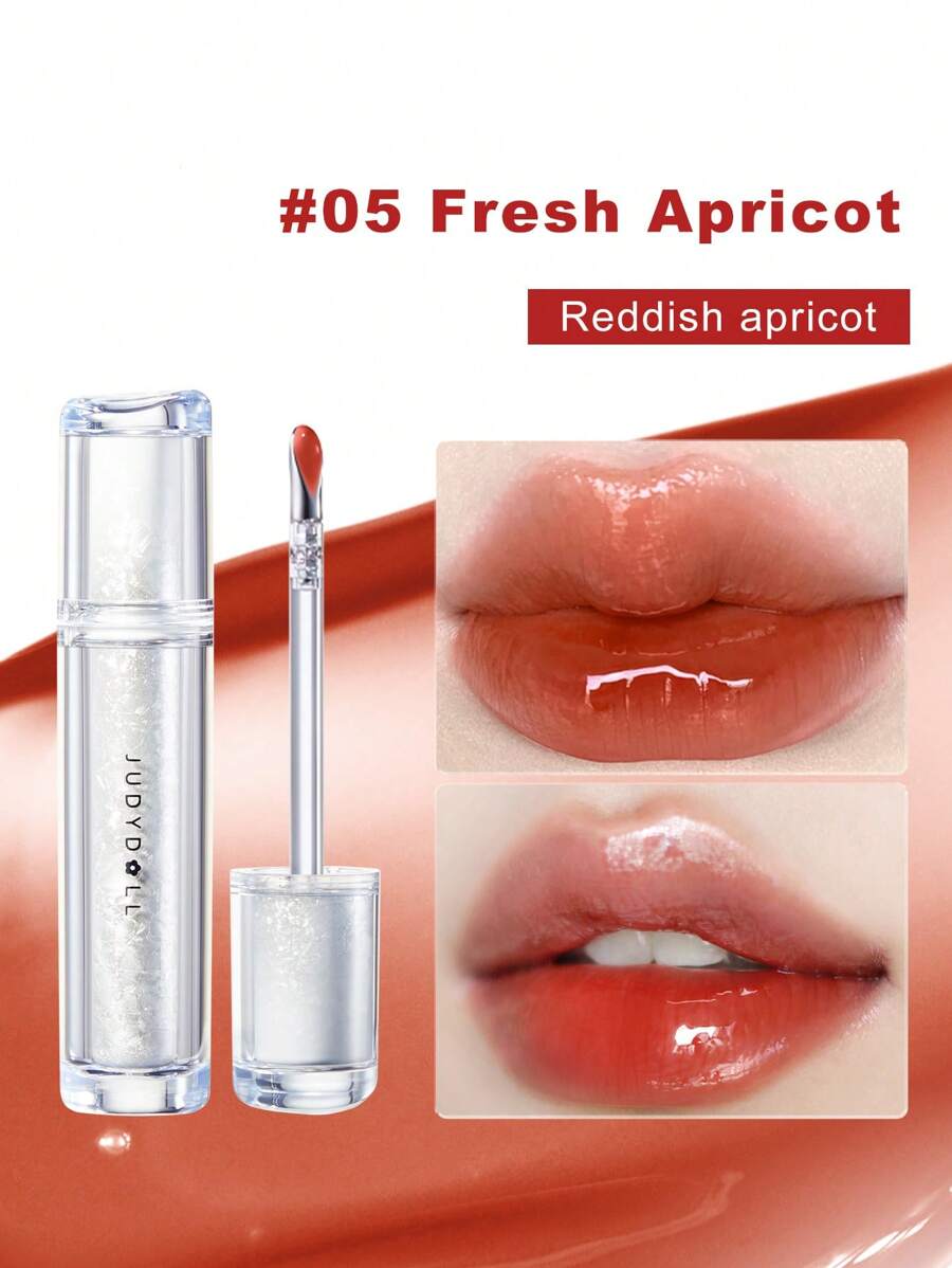 2.4g Glossy Lip Gloss, Moisturizing & Non-Sticky, Suitable For Self-Use, Gifting, Beginners, Beach, Travel, Vacation, Dates, Weddings, Wedding Guests, Singles Parties, Elegant Makeup, Natural Commute Makeup, Sweet Makeup, Healthy Glow Makeup, Date Makeup - 落日橙 - 查看 1