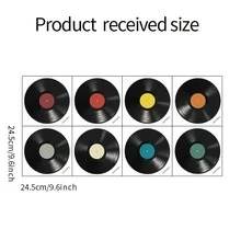 8 miếng dán tường thiết kế đĩa than, đồ trang trí tường tự dính có thể tháo rời cho phòng ngủ, phòng khách, lối vào - Nhiều màu - Xem 2