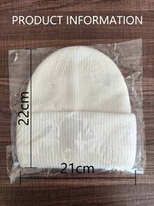 FADZOYLE 1顶女士针织翻边帽，柔软宽松保暖舒适针织帽，男女通用成人滑雪跑步帽，冬季 - 白色 - 查看 3