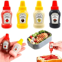 4入組迷你4色番茄醬瓶、調味品擠壓瓶、便攜式午餐醬容器瓶、番茄醬用、成人調味品擠壓瓶、醬蜜迷你擠壓瓶、沙拉醬 - 彩色 - 查看 2