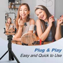 Wireless Lavalier Lapel Microphone Compatible With Iphone TypeC Android Camera Plug-Play,Professional Noise Reduction Recording Clip Mic For Creator Interview - Black - View 11