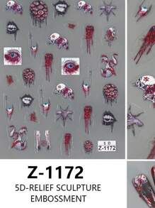 1pc 3D Embossed Halloween Spider Web Nail Art Sticker With Self-Adhesive For DIY Nail Decor Nails Nail Stickers - Multicolor - View 5