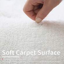 1pc Soft Solid Color Plush Carpet, Living Room Sofa Bedside Rug, Rectangular Minimalist Style Carpet, Washable Convenient Foot Mat - Creamy White - View 8