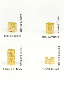 Bộ phụ kiện tóc 80 món, trang sức hợp kim tròn thanh lịch và dễ thương cho tóc tết và tóc tết kiểu dreadlock, kẹp kim loại có thể điều chỉnh với thiết kế rỗng - Vàng - Xem 6