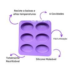 Kit com 2 Moldes de Sabão de Silicone para Sabonetes Artesanais com 6 Cavidades, Fabricação de Sabão - Roxo - Visão 4