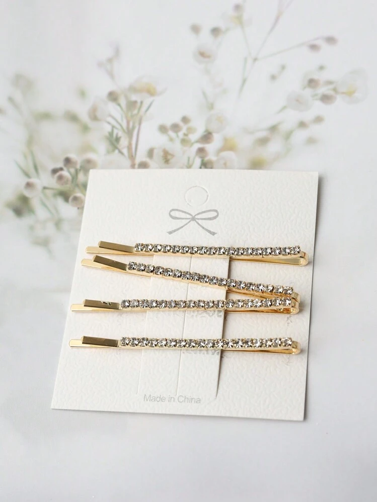 6 قطع مشابك شعر مرصعة بالراين ستون بتصميم بسيط وشامل، للاستخدام اليومي، مشابك شعر، مشابك شعر للمدرسة، مظهر الحفلات، إكسسوارات شعر، إكسسوارات رأس، إكسسوارات شعر للنساء - فضي - مشاهدة 6