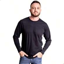 Kit 3 Slim Long Sleeve T-Shirts Daily Comfort Cotton - 彩色 - 查看 3