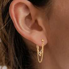 SENLANSP 1 对双链吊坠耳环，适合女士女孩，不锈钢日常佩戴珠宝，生日礼物 - 耳環 - 查看 1