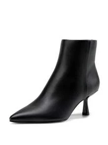 Women's Booties Pointed Toe Side Zipper Ankle Boots For Office & Everyday Wear - 黑色 - 查看 4