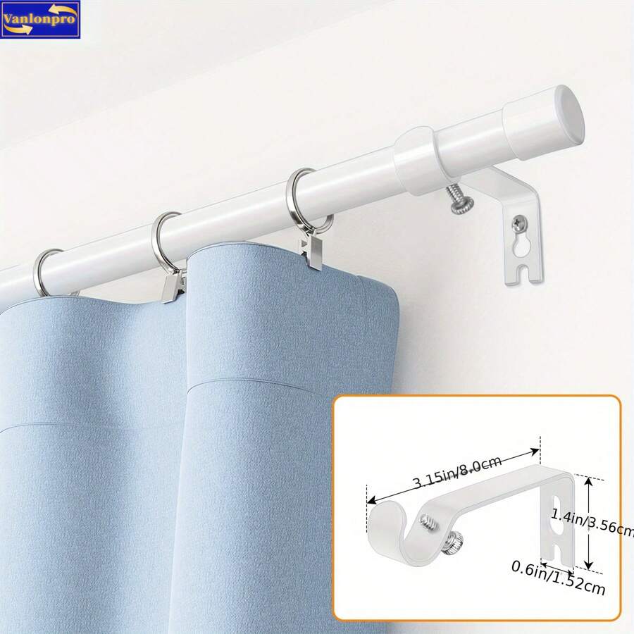 1pc White Curtain Rod Set With Brackets, Adjustable Length, 1.6cm Diameter Metal Rod, Easy Installation Supports, Modern Minimalist Decor Style, Matte Black Design, Suitable For Sheer Curtains And Shower Curtains Home Bathroom Decor Fall Decor Bathroom Accessories Back To School - Multicolor - View 1