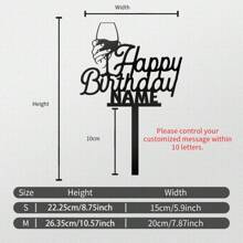1 件定制名字生日快乐亚克力蛋糕装饰，派对蛋糕装饰，非常适合婚礼、复活节、春季、父亲节、母亲节、生日、周年纪念日、节日庆典、送礼和返校 - 黑色 - 查看 26