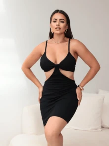 Women's Midi Tube Dress With Straps And Cups, Slit, Side Opening, Summer Fashion, Big - màu đen - Xem 3