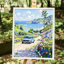 16x20英寸成人数码油画套装 - 丙烯颜料套装，含画笔，是家居装饰、生日、父亲节、母亲节、毕业典礼的完美礼物 - 藍色 - 查看 5