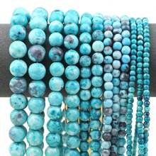 4/6/8/10/12mm High Quality Natural Agate Hole Blue Stone Round Beads For DIY Bracelet Necklace Earring Jewelry Making Accessories - Rainweed Stone Hole Blue - View 5