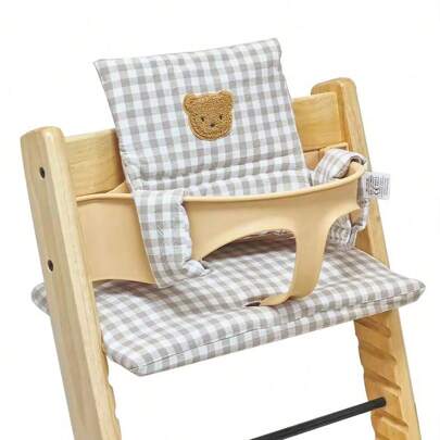 Bộ 1 đệm ghế Stokke Tripp Trapp tương thích - Đệm ghế mềm cho trẻ sơ sinh, trẻ nhỏ và trẻ mới biết đi, đệm lưng ghế và đệm ghế hình gấu và hoa hoạt hình, phụ kiện ghế ăn dặm