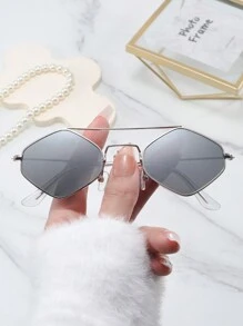 1pc Unisex Retro Rhombus Shape Colorful Metal Fashion Glasses, Suitable For Streetwear, Outdoor, Stage Performance, Party And Casual Occasions For Summer Beach Vacation, Outdoor, Travel