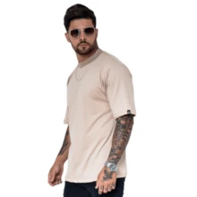 Men's Oversized T-Shirt Cotton 30.1 Premium Hip-Hop - 米色 - 查看 4