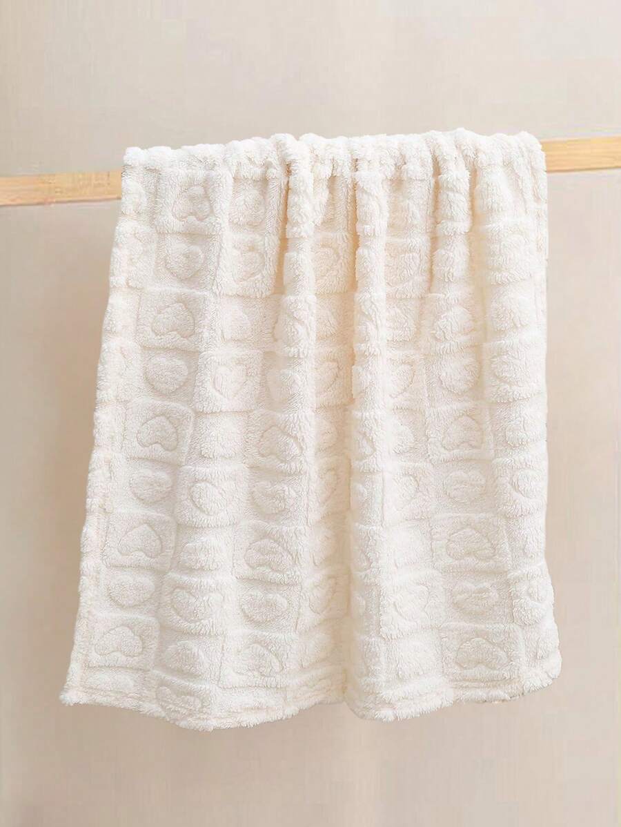 1pc Heart Pattern Baby Plush Swaddle Blanket Love Valentine - Beige - View 1