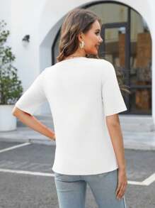 OUTBALL Women's V Neck T Shirts Basic Summer Tees Casual Half Sleeve Tops