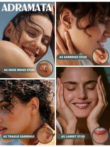 AVYRING 11 Stücke Nasenpiercing-Set aus chirurgischem Stahl, Nasenringe, Nasenstecker, Labret Stecker, Lippen-Piercing, flacher Rückseite Knorpelohrringe, Tragus, Helix Piercingschmuck