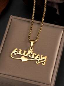 1 pièce Collier pendentif avec prénom personnalisé pour femme, chaîne en perles en acier inoxydable, style rétro, couronne en forme de cœur, bijoux personnalisables, style simple quotidien. Produits incluant des boîtes cadeaux, cadeaux pour la Saint-Valentin, anniversaire, fête des mères, cadeaux quotidiens